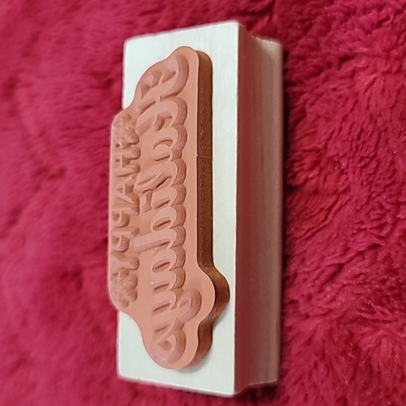 Happy Holidays Phrase Wooden Rubber Stamp - Picture 2 of 2